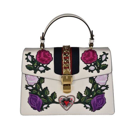 Gucci Sylvie Embroidered Medium Shoulder Bag展示图