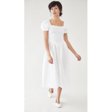 Belle 白色亚麻连衣裙