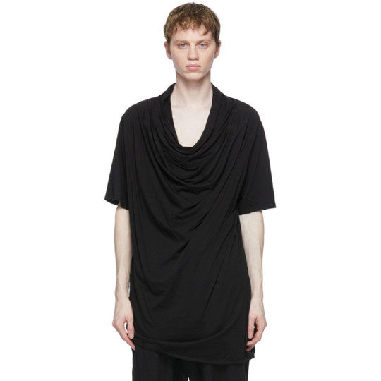 黑色 Layered Neck T 恤展示图