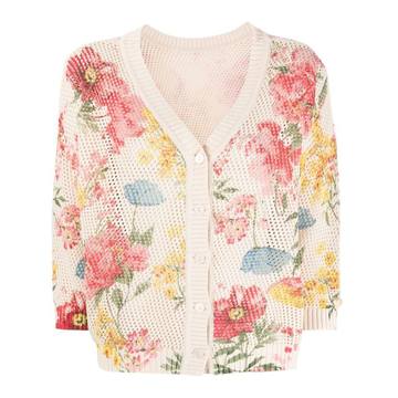 floral-print cotton cardigan