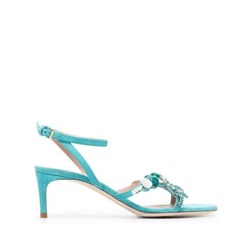 metallic floral-bead sandals