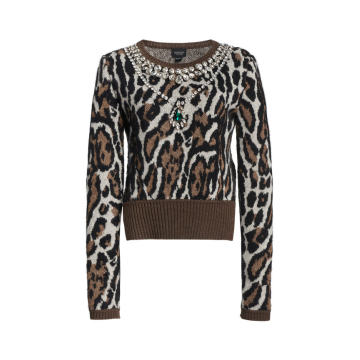 Leopard Printed Wool-Blend Top