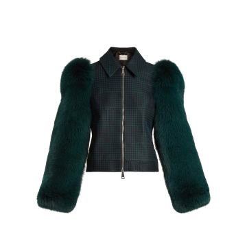 Lodger fur-sleeve tulle and wool jacket