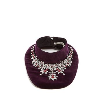 Crystal-embellished velvet bib necklace