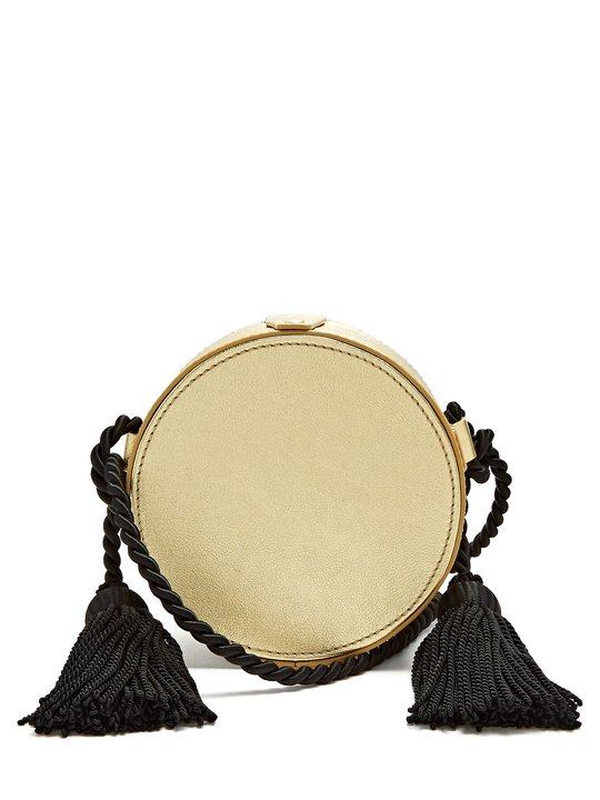 Tassel-embellished circle cross-body leather bag展示图