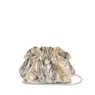 metallic snake-print clutch