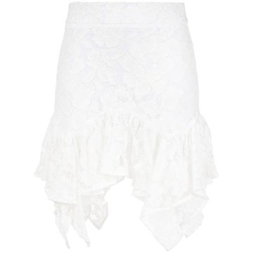 floral-lace asymmetric skirt