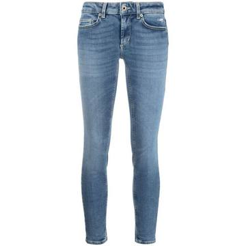 slim-cut straight leg jeans