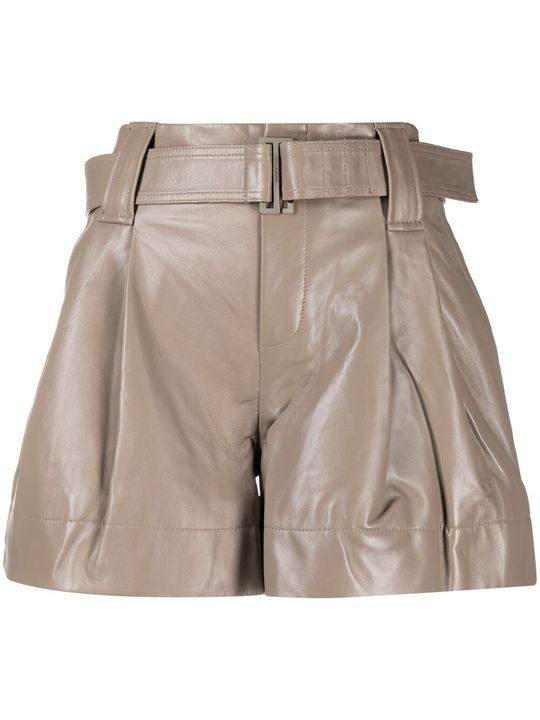 belted pleat-detail shorts展示图