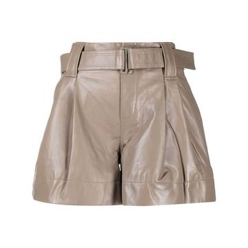 belted pleat-detail shorts