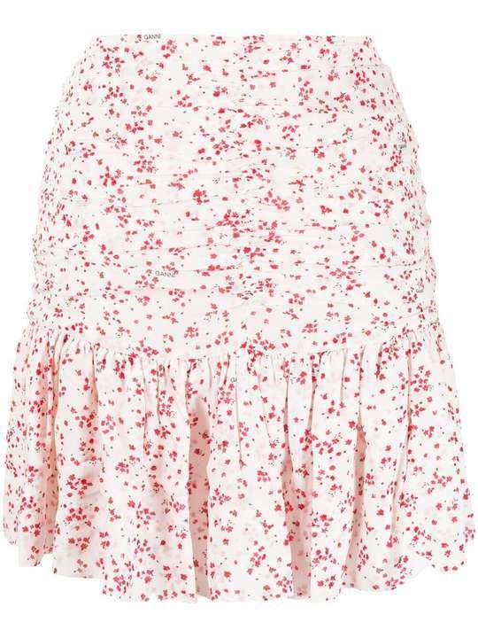 high-waisted floral-print skirt展示图