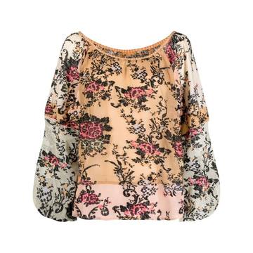 floral jacquard-woven blouse