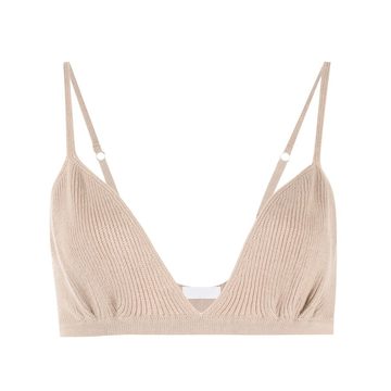 ribbed-knit bralette cropped top