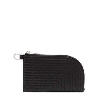 black leather zip-up wallet