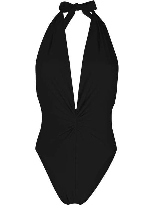 halterneck draped swimsuit展示图