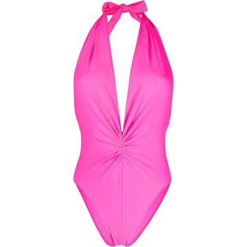 halterneck draped swimsuit