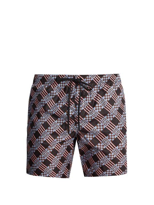 Logo checked-print swim shorts展示图