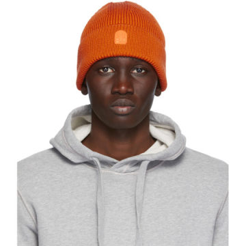 橙色羊毛毛线帽