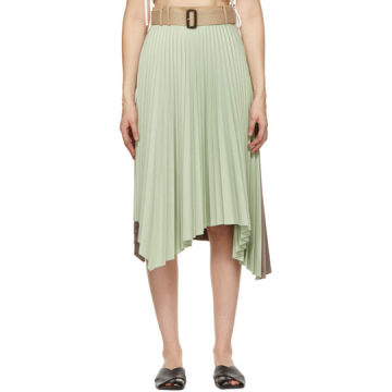 绿色 & 棕色 Joanna 50/50 褶裥半身裙