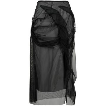 tulle-overlay mid-length skirt