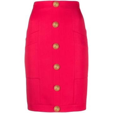 embossed buttons fitted skirt