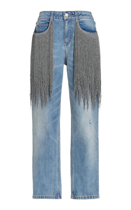 Lance Fringed Stretch Mid-Rise Straight-Leg Jeans展示图