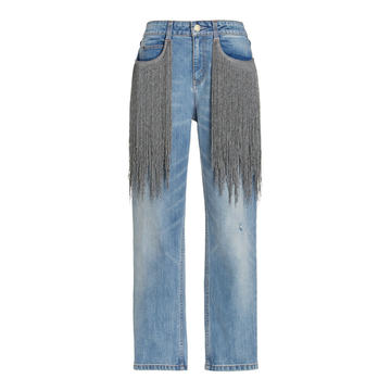 Lance Fringed Stretch Mid-Rise Straight-Leg Jeans