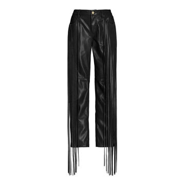 Allie Fringed Faux Leather Skinny Pants