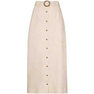 high-waist linen maxi skirt