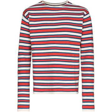 stripe-pattern crew-neck jumper