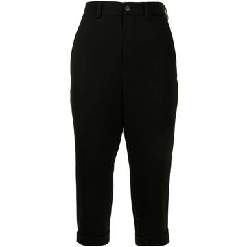 cropped leg wool trousers