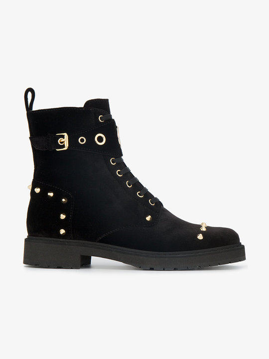 Black Velvet studded biker boots展示图