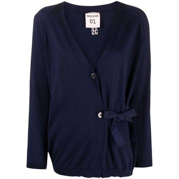 side-fastening cotton cardigan