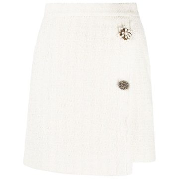 tweed high-waisted wrap skirt