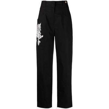 high-rise straight-leg trousers