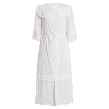 Auberta floral-embroidered cotton dress