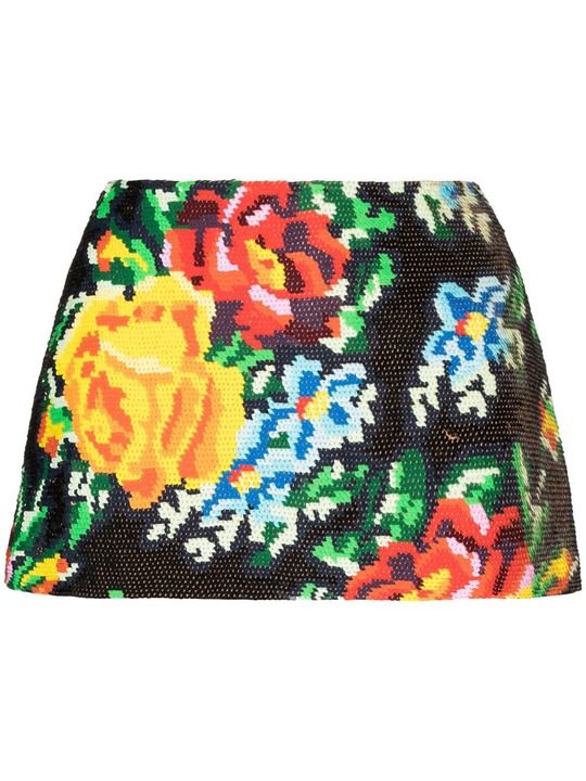 floral sequin mini skirt展示图