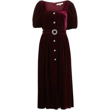 Hazel velvet puff-sleeve dress