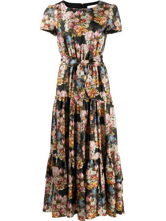 Elisa floral-print silk dress展示图