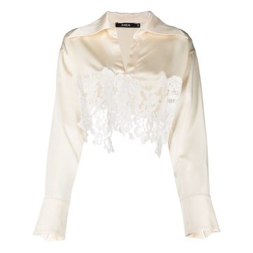 lace-trim cropped blouse