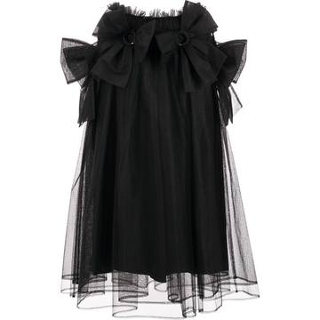 oversized bow tulle midi skirt