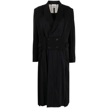 pleated front double breasted coat