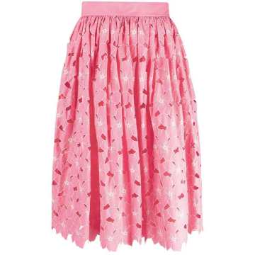 floral-print high-waisted skirt