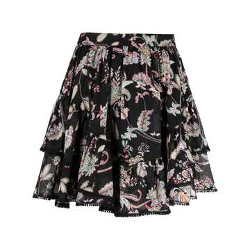 floral-print mini skirt