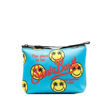 Smiley-print wash bag