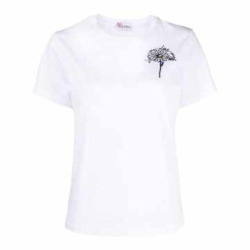 daisy-embroidered T-shirt