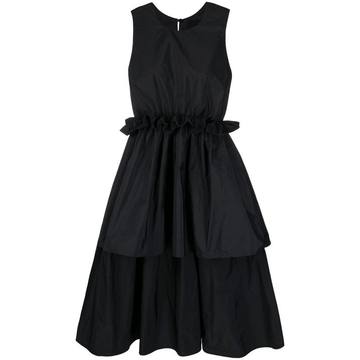 high-low pleated dress