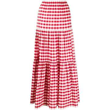 full-length gingham skirt