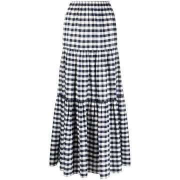 full-length gingham skirt