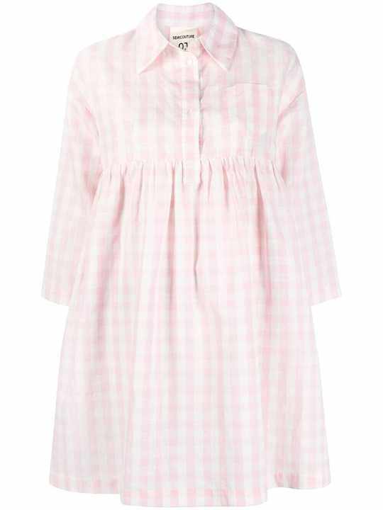 gingham mini shirt dress展示图